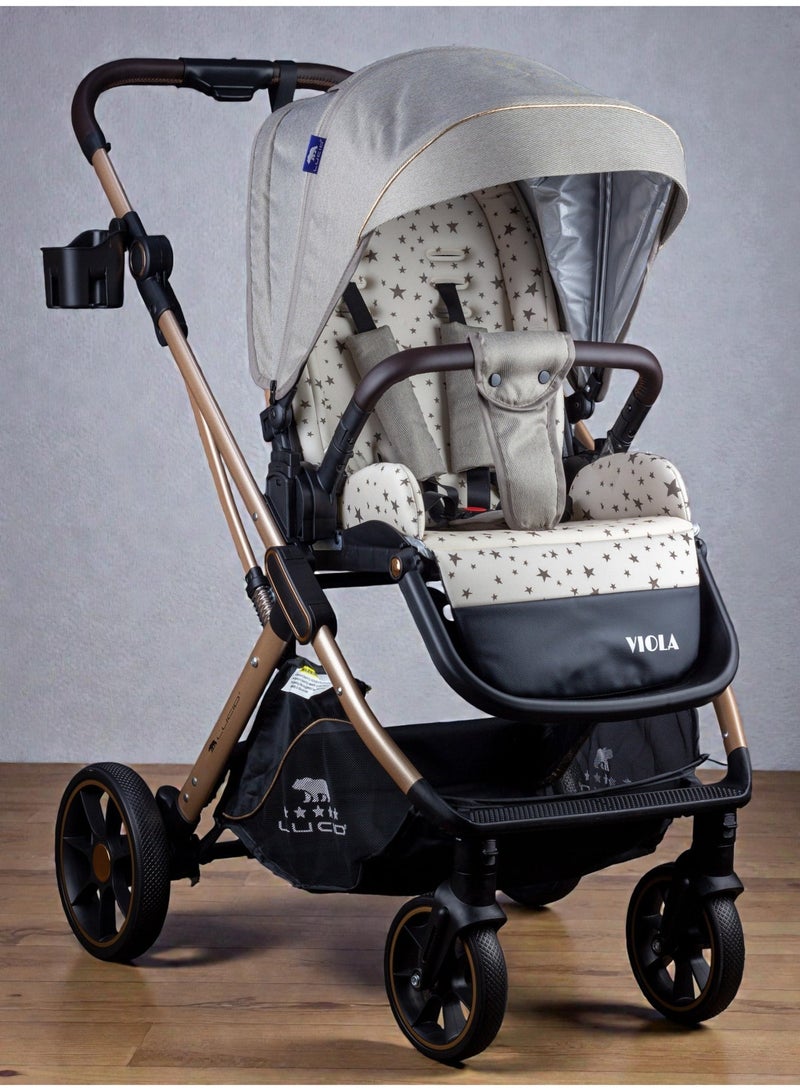 LUCID Luxury Baby Carrycot Stroller with High Density Lining from Lucid - Grey Model - VIOLA - Image 4